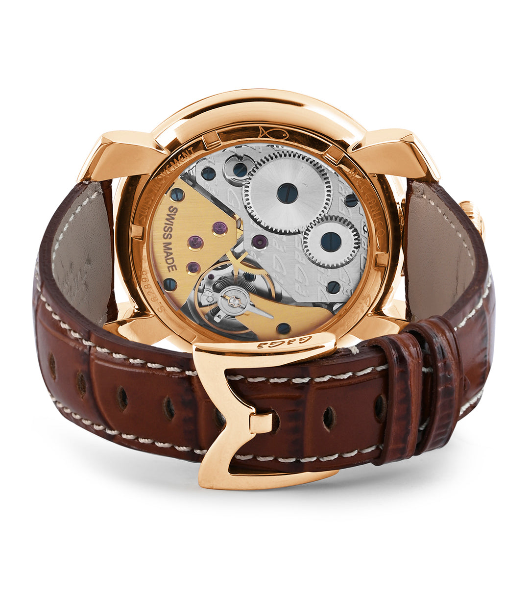 GaGà Milano White Round Dial Manual Winding Mechanical Classic Design Swiss Made watch for Men - 5011MN06R0LABN0