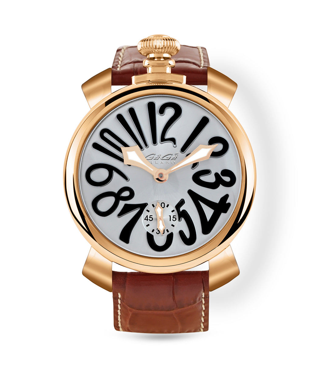 GaGà Milano White Round Dial Manual Winding Mechanical Classic Design Swiss Made watch for Men - 5011MN06R0LABN0