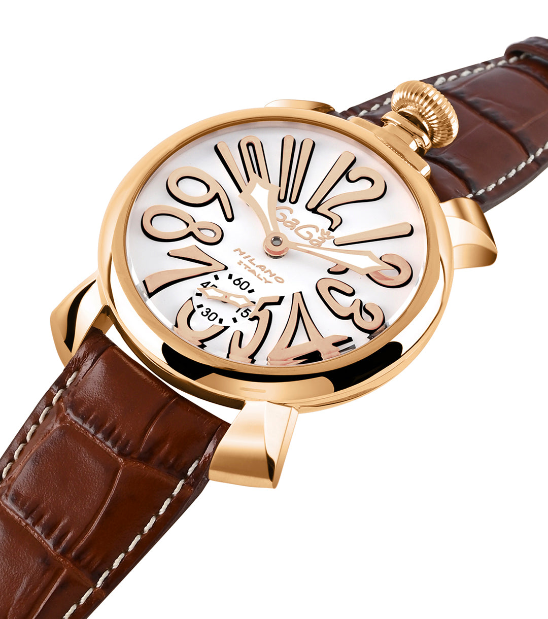 GaGà Milano White Rose Gold Dial Rose Gold Bezel Manual Winding Mechanical Classic Design Swiss Made watch for Men - 5011MN08R0LABN0