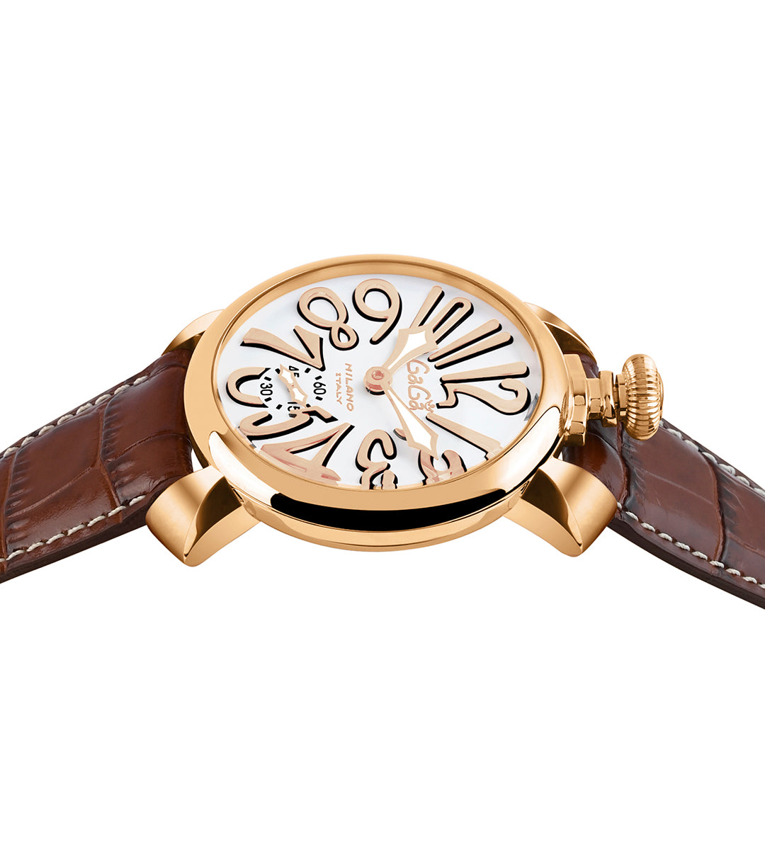 GaGà Milano White Rose Gold Dial Rose Gold Bezel Manual Winding Mechanical Classic Design Swiss Made watch for Men - 5011MN08R0LABN0