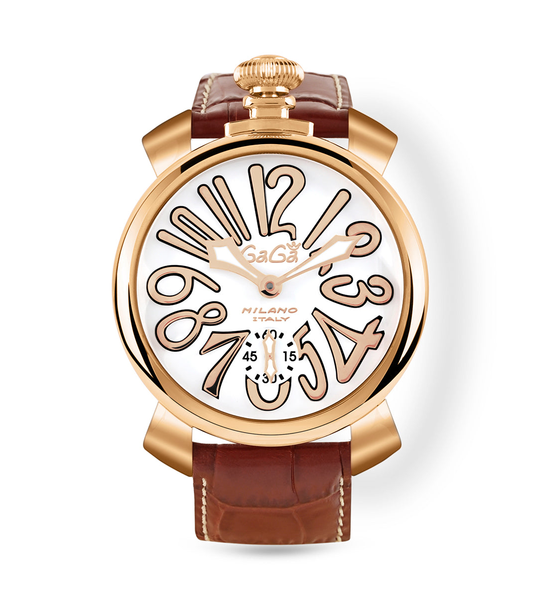 GaGà Milano White Rose Gold Dial Rose Gold Bezel Manual Winding Mechanical Classic Design Swiss Made watch for Men - 5011MN08R0LABN0