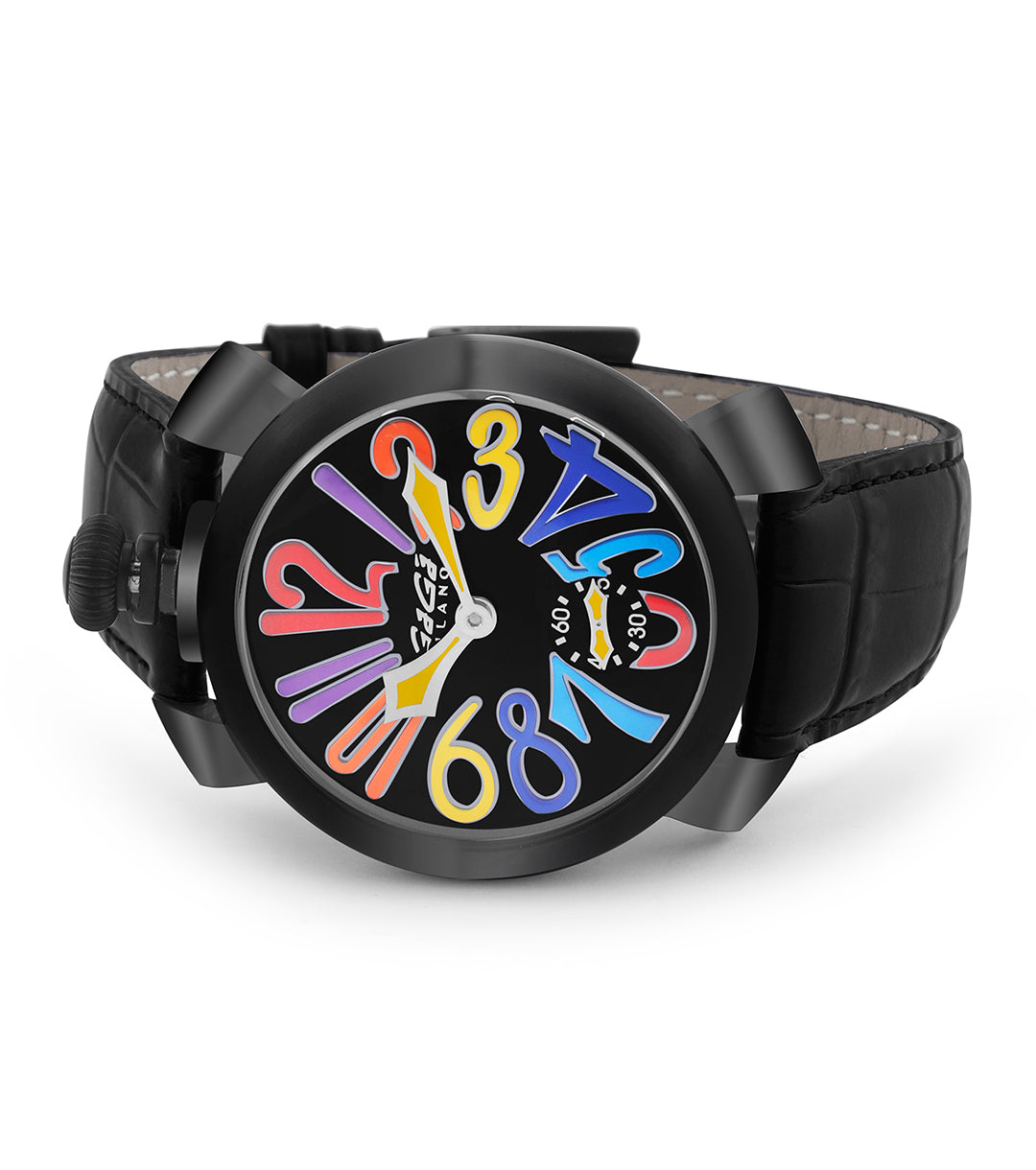 GaGà Milano Multicolor Round Black Dial Manual Winding Mechanical Classic Design Swiss Made watch for Men - 5012MN03K0LABM0