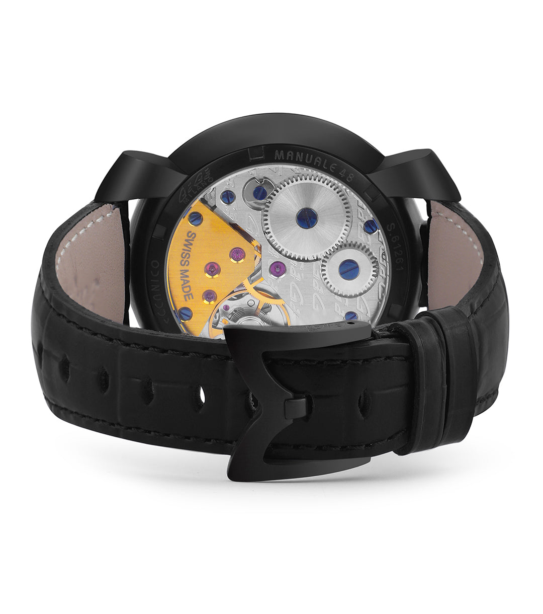 GaGà Milano Multicolor Round Black Dial Manual Winding Mechanical Classic Design Swiss Made watch for Men - 5012MN03K0LABM0