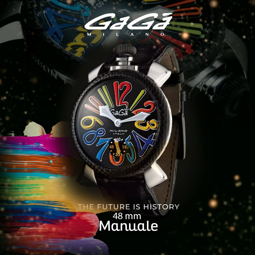 GaGà Milano Multicolor Round Black Dial Manual Winding Mechanical Classic Design Swiss Made watch for Men - 5015MN01SCLABM0