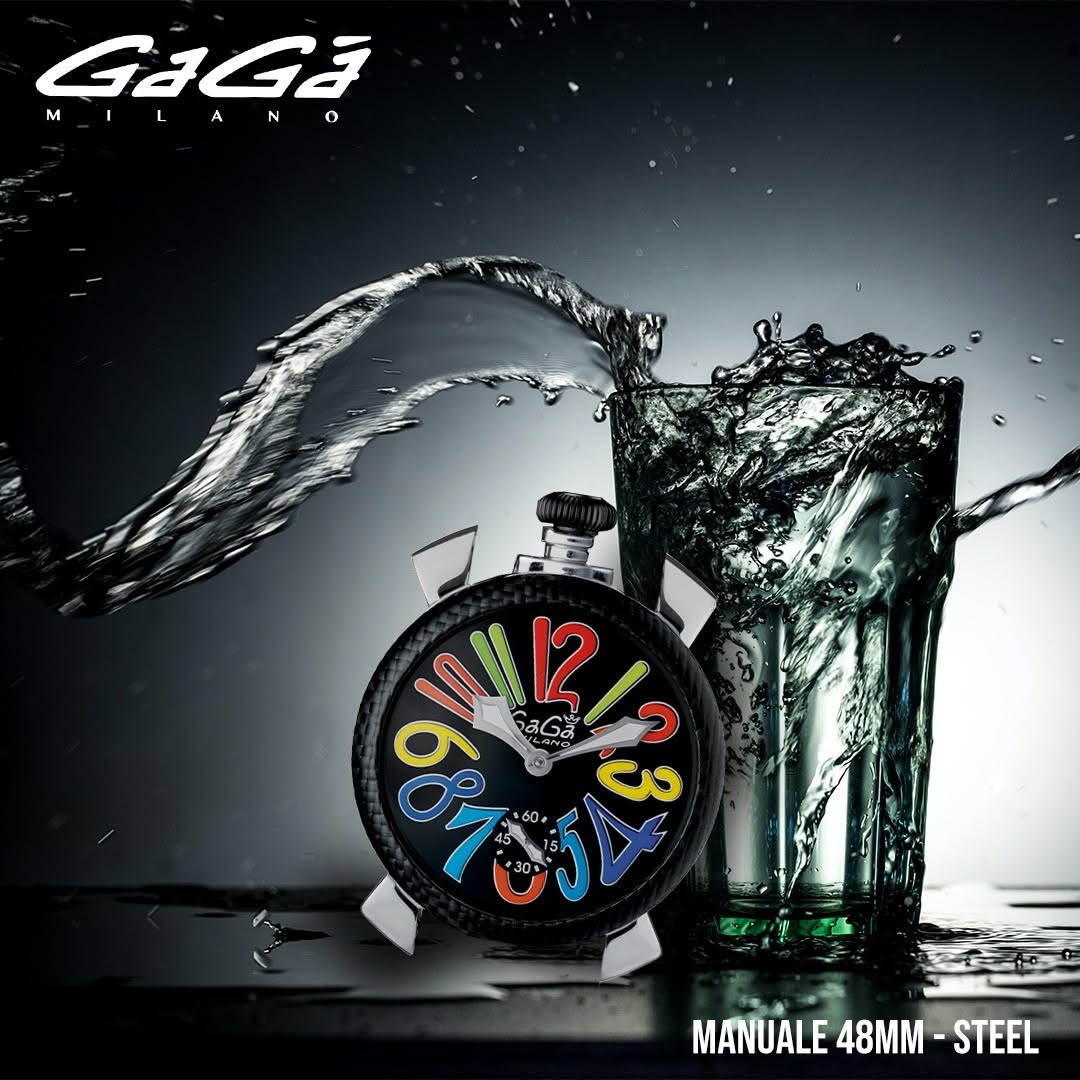 GaGà Milano Multicolor Round Black Dial Manual Winding Mechanical Classic Design Swiss Made watch for Men - 5015MN01SCLABM0