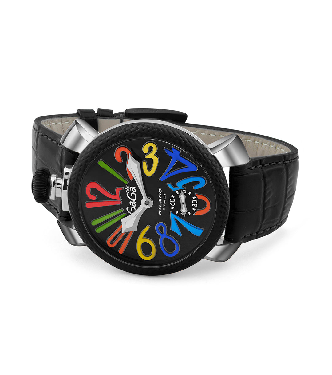 GaGà Milano Multicolor Round Black Dial Manual Winding Mechanical Classic Design Swiss Made watch for Men - 5015MN01SCLABM0
