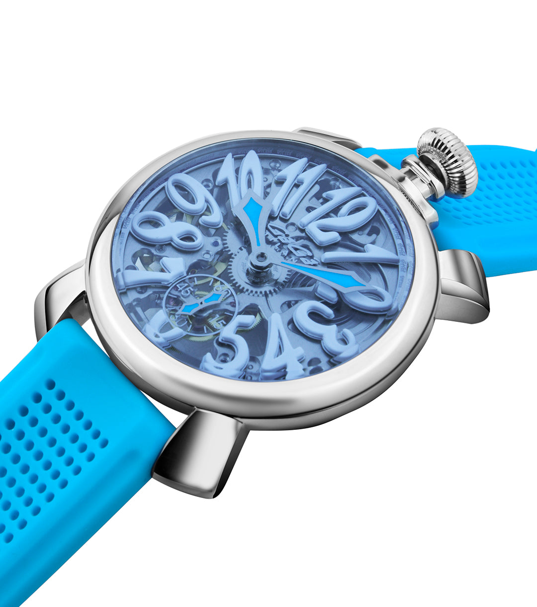 GaGà Milano Blue Round Skeleton Dial Manual Winding Mechanical Classic Design Swiss Made watch for Men - 5310CG02K0SYLB0