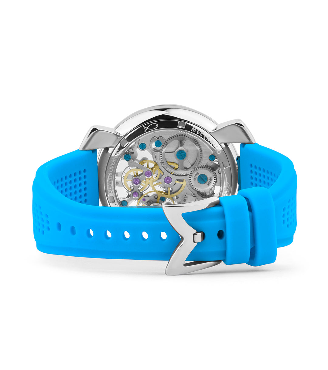 GaGà Milano Blue Round Skeleton Dial Manual Winding Mechanical Classic Design Swiss Made watch for Men - 5310CG02K0SYLB0