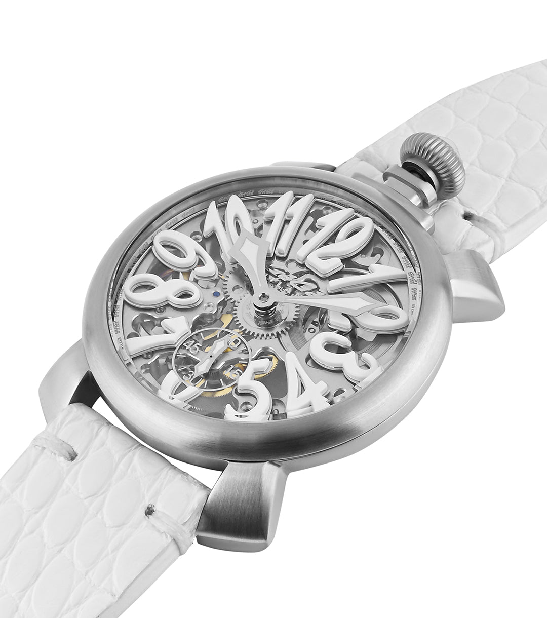 GaGà Milano White Round Skeleton Dial Manual Winding Mechanical Classic Design Swiss Made watch for Men - 5310SK01S0AVWM0