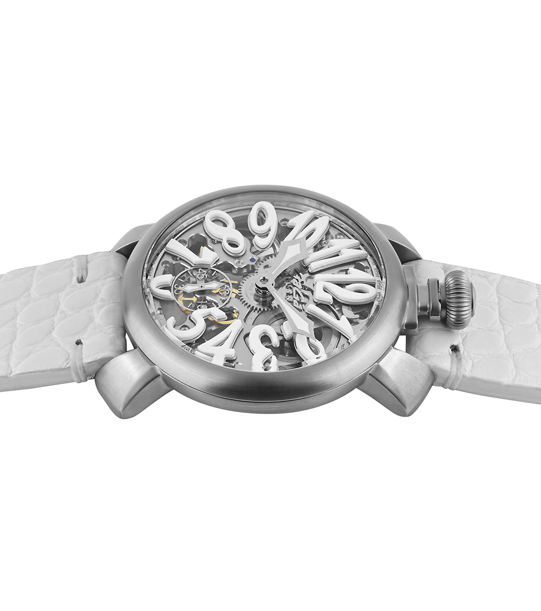 GaGà Milano White Round Skeleton Dial Manual Winding Mechanical Classic Design Swiss Made watch for Men - 5310SK01S0AVWM0