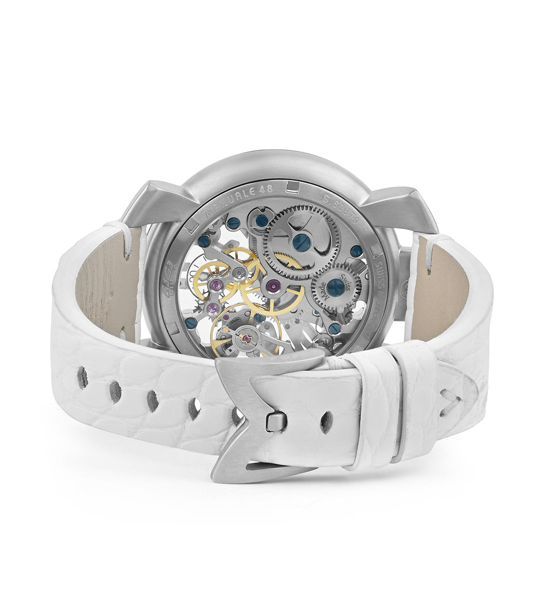 GaGà Milano White Round Skeleton Dial Manual Winding Mechanical Classic Design Swiss Made watch for Men - 5310SK01S0AVWM0
