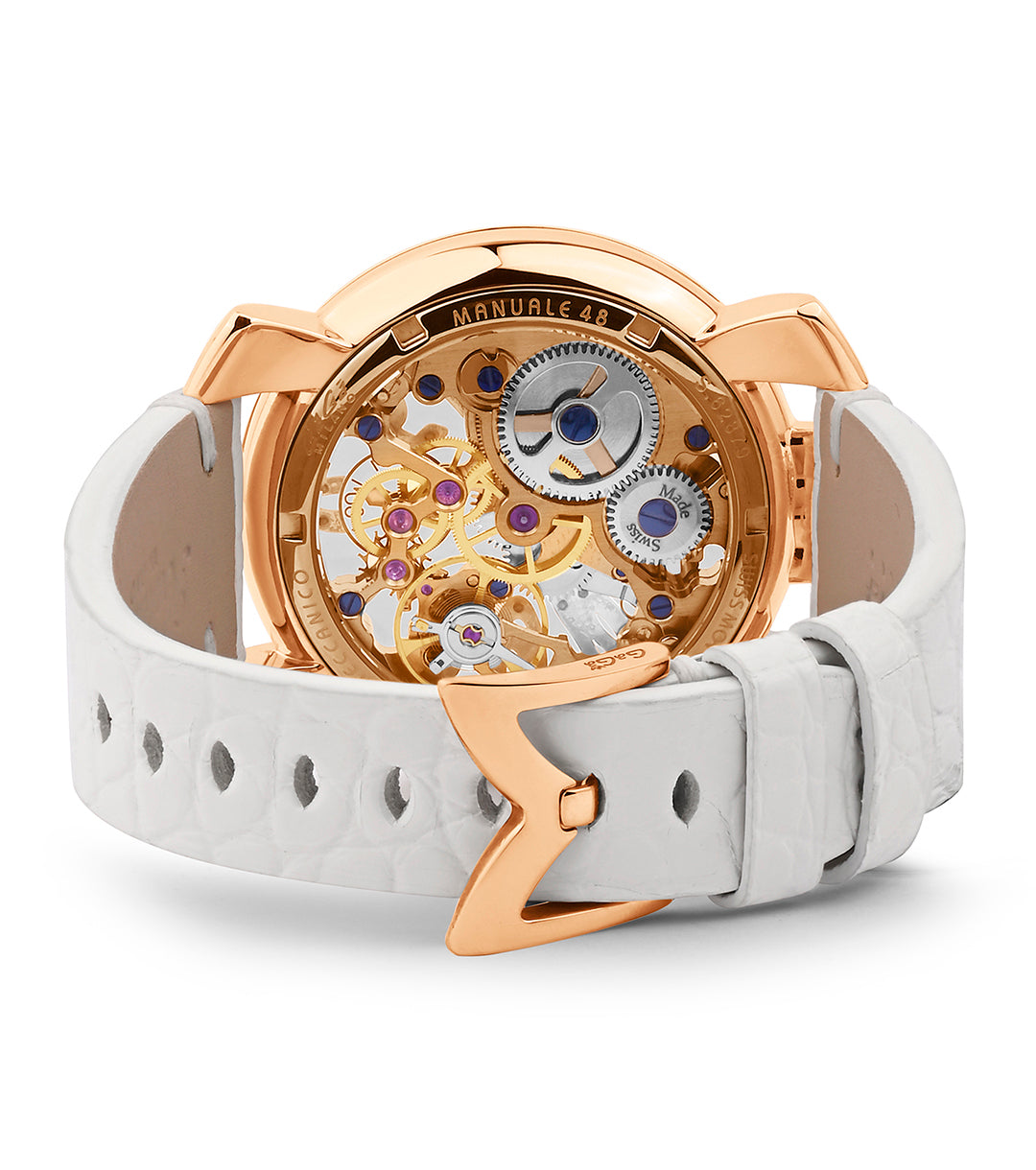 GaGà Milano 48mm Swiss Made watch White Skeleton Dial Manual Winding Mechanical Unisex watch - 5311SK01R0AVWM0