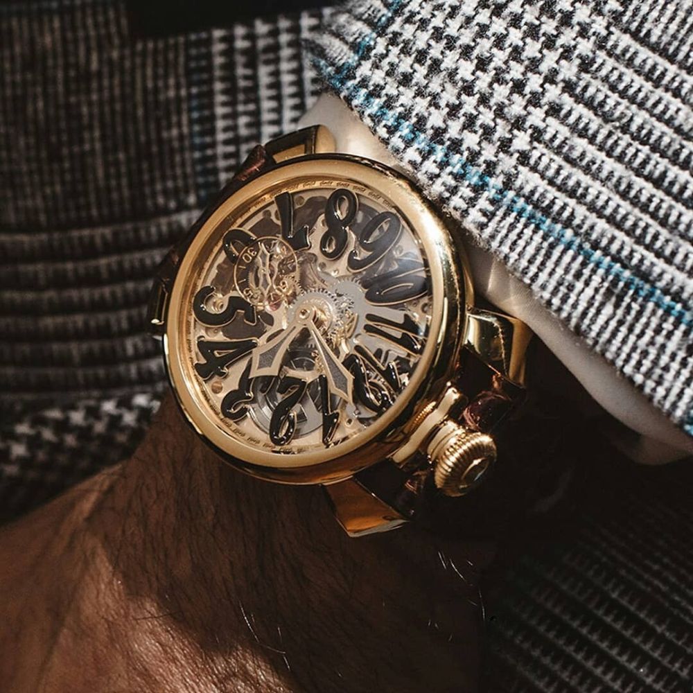 GaGà Milano 48mm Swiss Made watch Black Skeleton Dial Manual Winding Mechanical Unisex watch - 5311SK02R0AVBK0