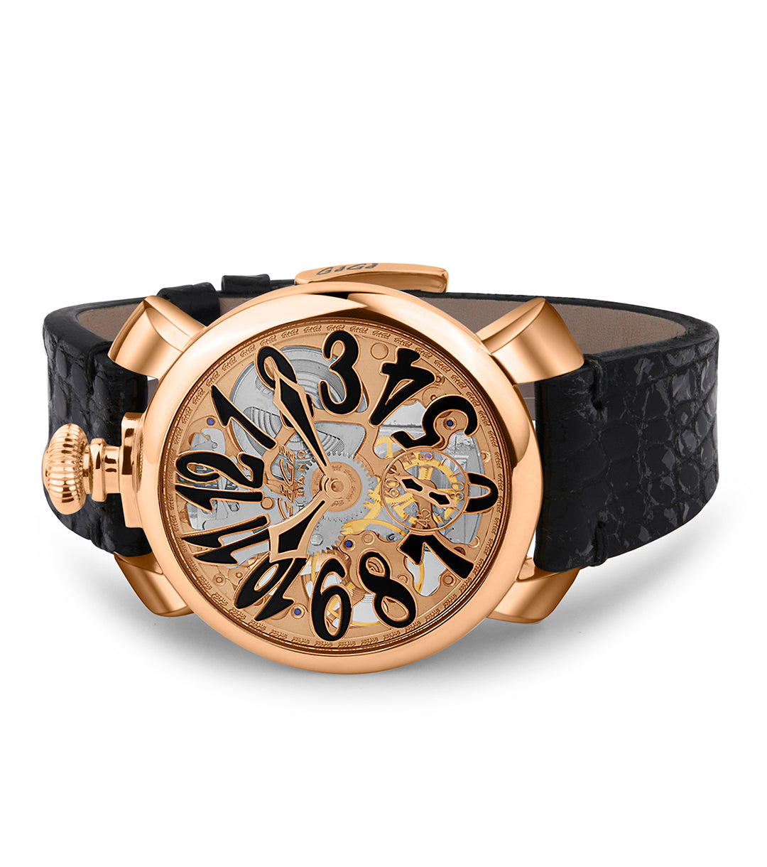 GaGà Milano 48mm Swiss Made watch Black Skeleton Dial Manual Winding Mechanical Unisex watch - 5311SK02R0AVBK0