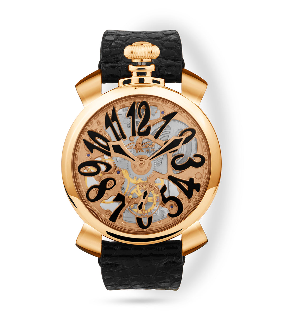 GaGà Milano 48mm Swiss Made watch Black Skeleton Dial Manual Winding Mechanical Unisex watch - 5311SK02R0AVBK0