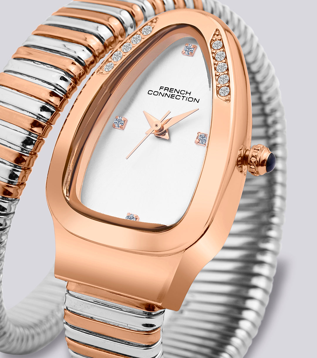 The Mystic Curve 2.0 Women’s Wrap Around Strap Analogue Watch | Silver Printed Oval Dial Trendy Watch - FCN0132SRTM