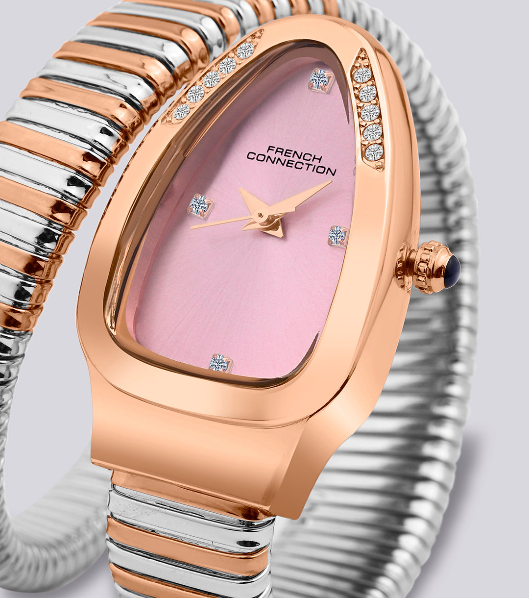 The Mystic Curve 2.0 Women’s Wrap Around Strap Analogue Watch | Pink Embellished Oval Dial Trendy Watch - FCN0132RTM