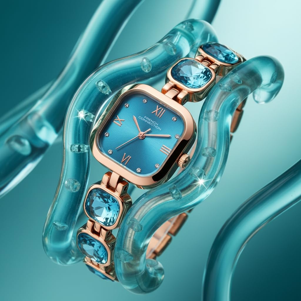 French Connection Auroraé Blue Dial with Rose Gold Strap Womens Analog Watch | FCN0178URGM