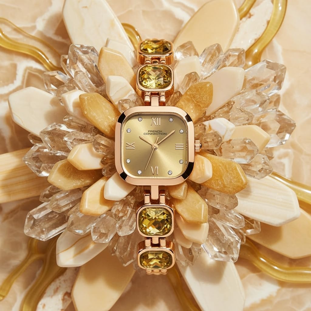 French Connection Auroraé Mustard Dial with Gold Strap Womens Analog Watch | FCN0178GM