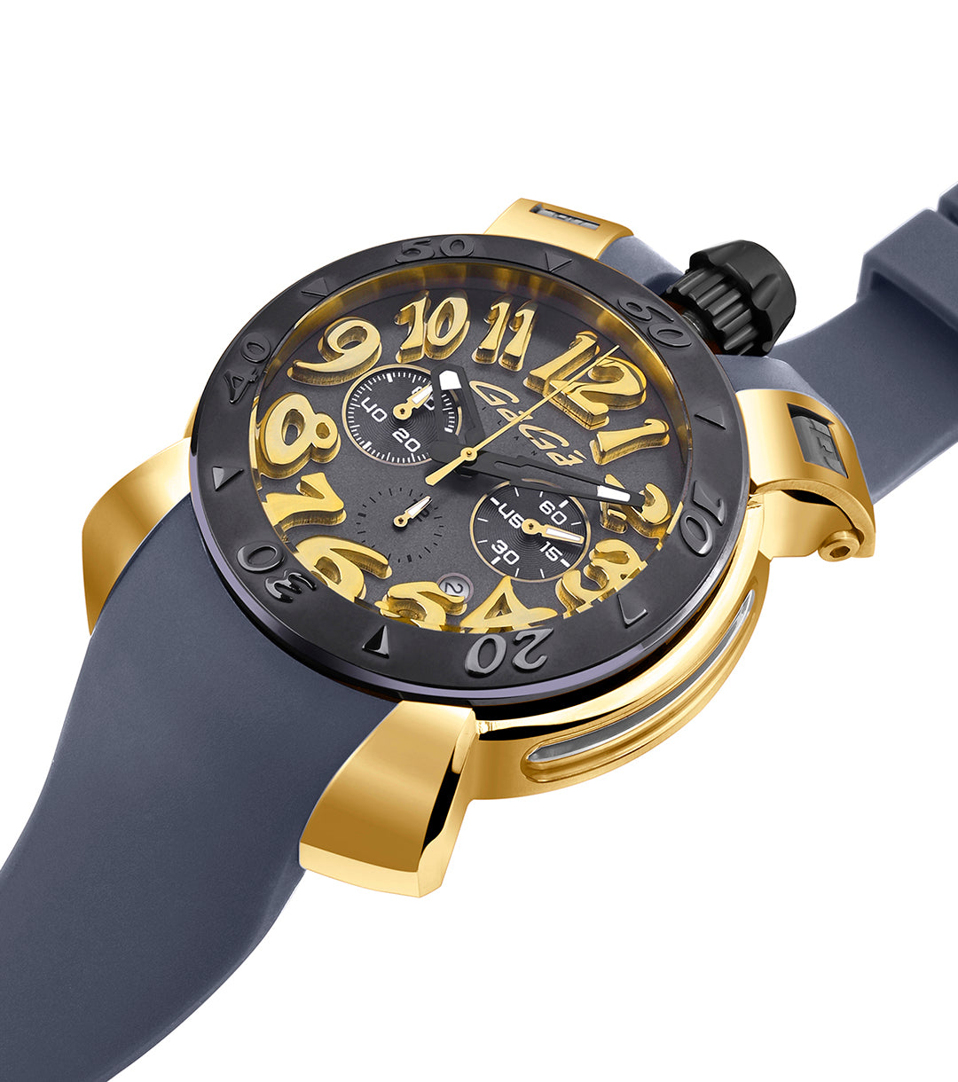 GaGà Milano Chronograph Watch Grey Dial Gold Index - 8014CR01YUSYGY0 watch for Unisex