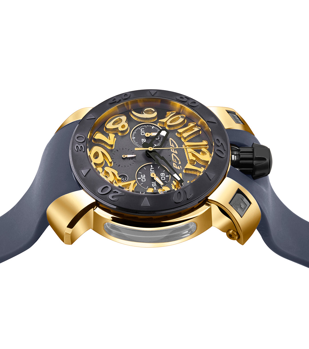 GaGà Milano Chronograph Watch Grey Dial Gold Index - 8014CR01YUSYGY0 watch for Unisex