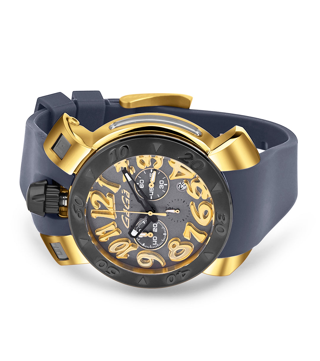 GaGà Milano Chronograph Watch Grey Dial Gold Index - 8014CR01YUSYGY0 watch for Unisex