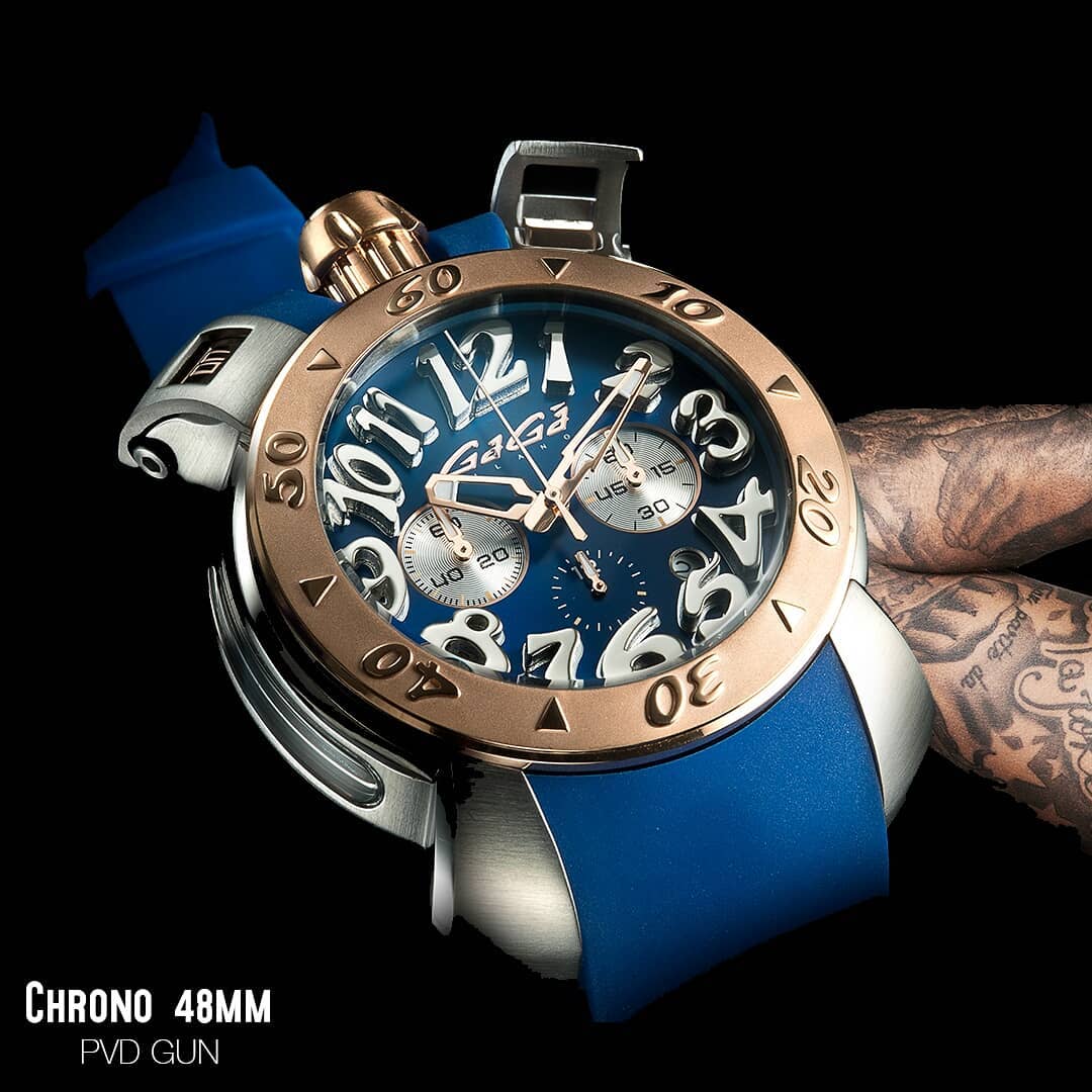 GaGà Milano Chronograph Watch Blue Dial White Index - 8015CR01SRSYBL0 watch for Unisex