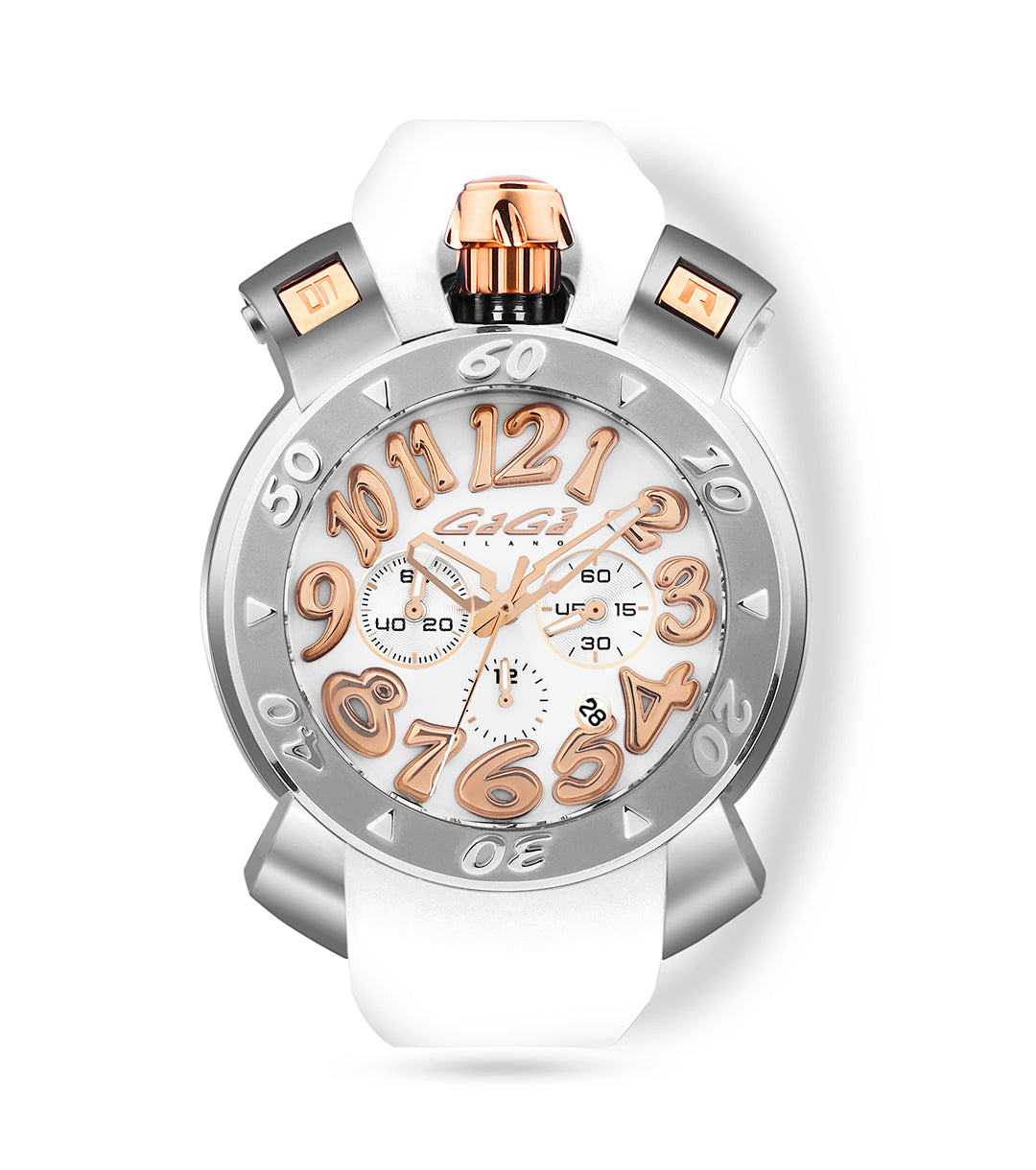 GaGà Milano Chronograph Watch White Dial Rose Gold Index watch for Unisex Analog Watch - For Men & Women 8016CR01S0SYWH0