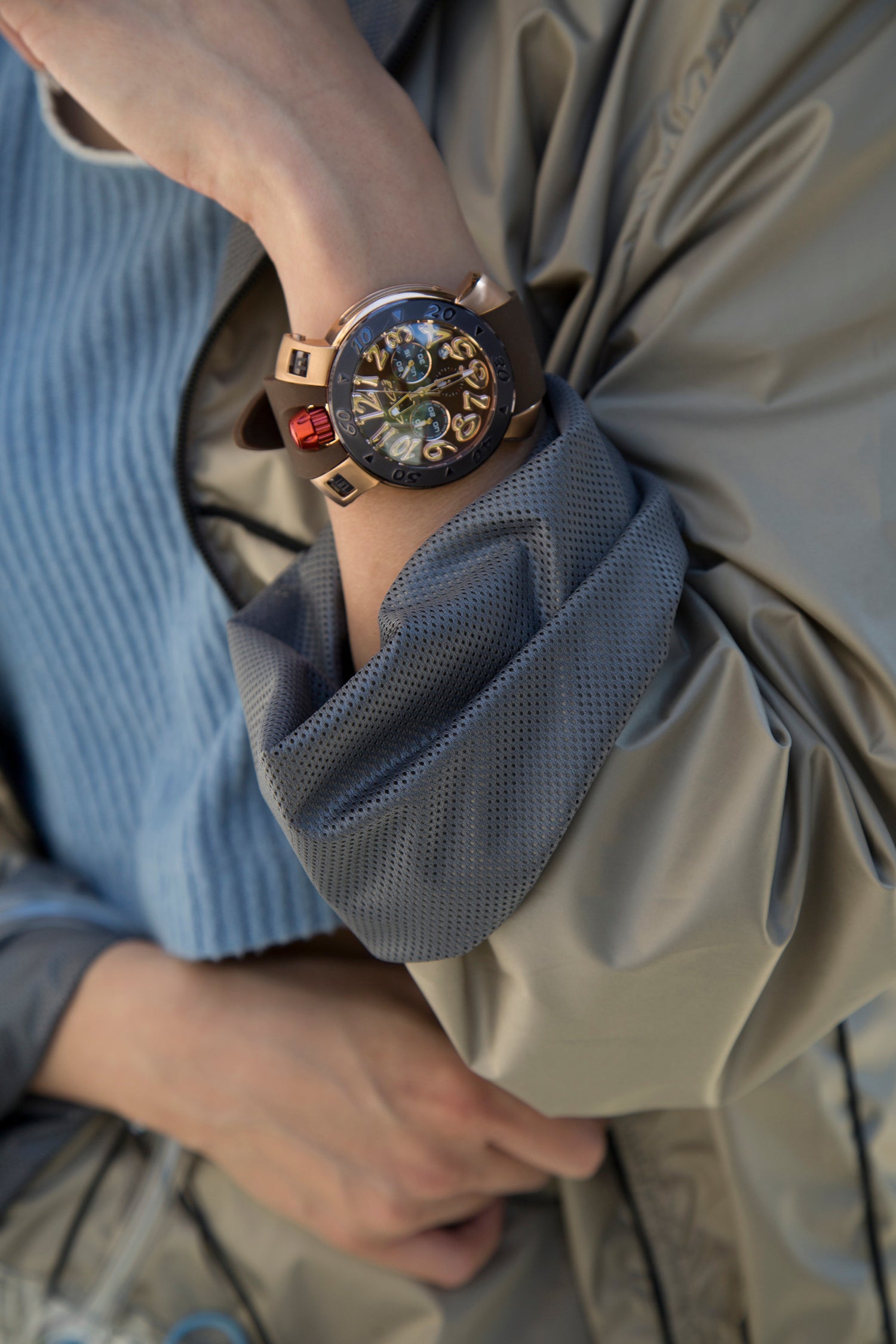 GaGà Milano Chronograph Watch Sunray Dial Rose Gold Index - 8017CR01KRSYBN0 watch for Unisex