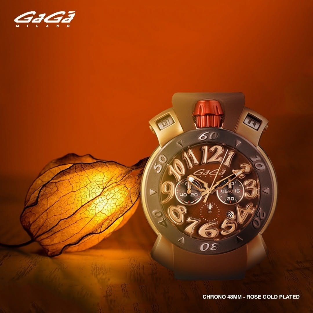 GaGà Milano Chronograph Watch Sunray Dial Rose Gold Index - 8017CR01KRSYBN0 watch for Unisex