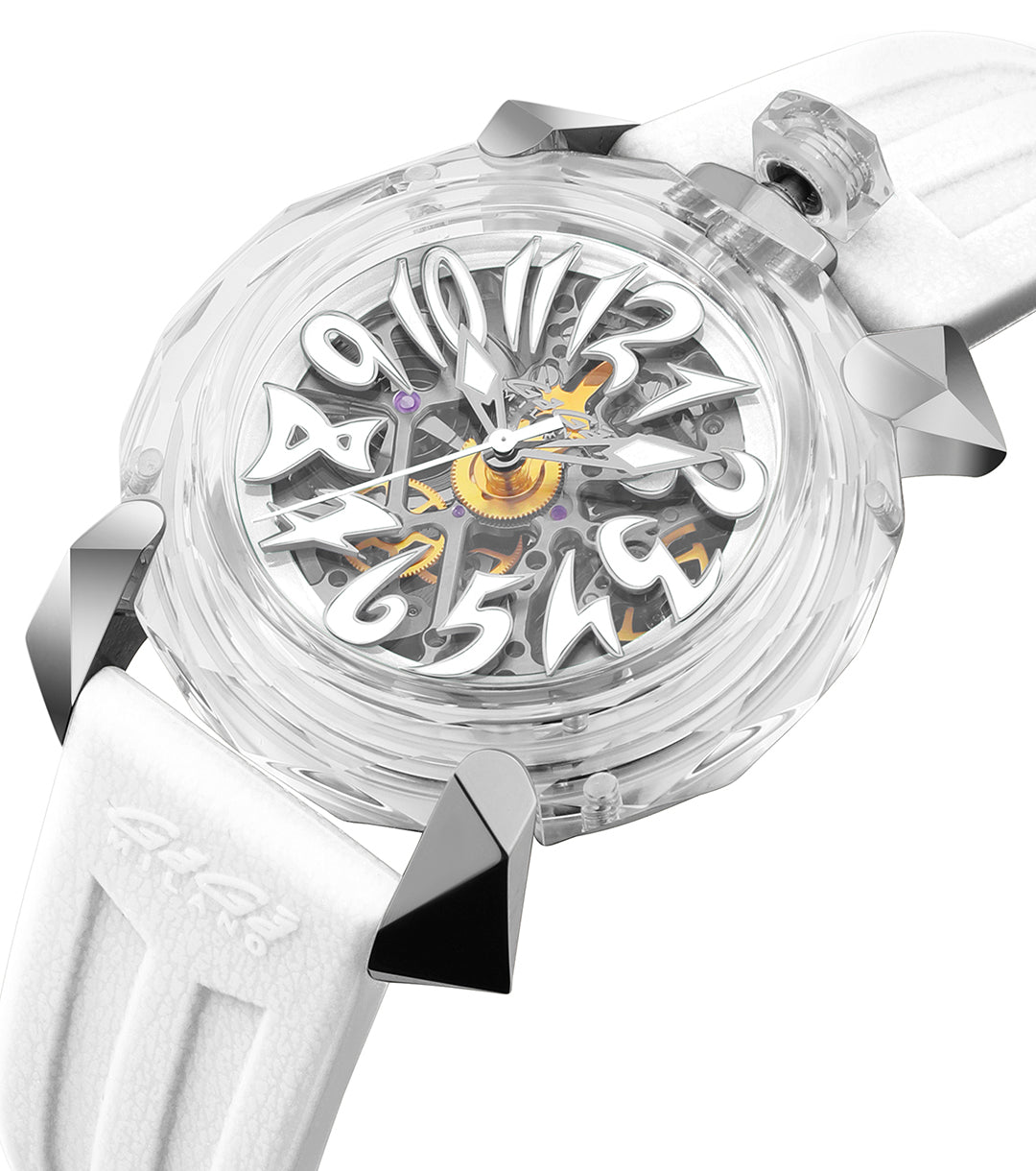 GaGà Milano Automatic Watch White Dial Crystal 46mm Skeleton watch for Unisex Analog Watch - For Men & Women 8060CY01SGSYWH0