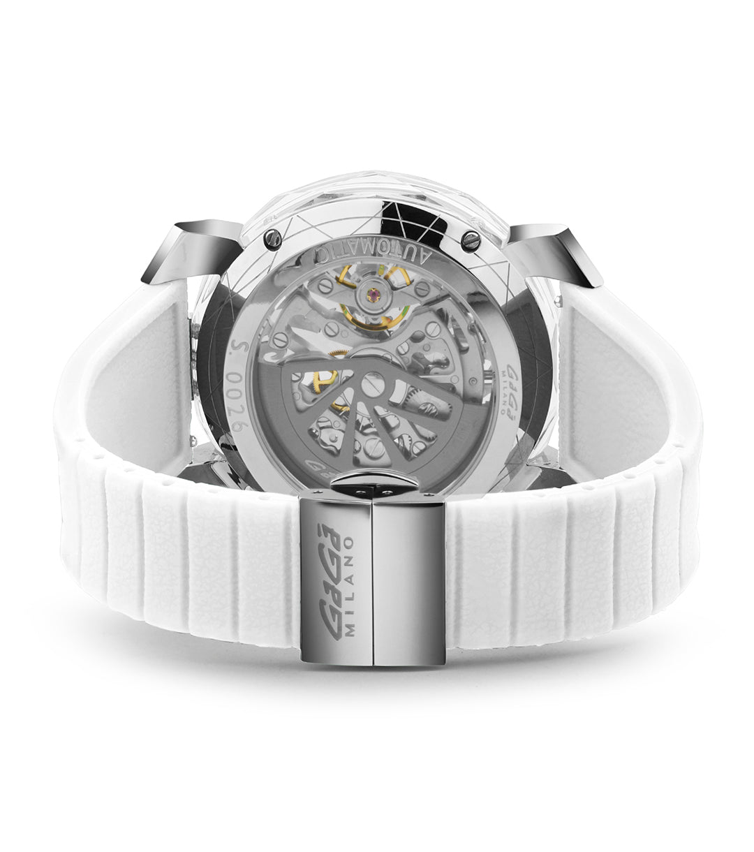 GaGà Milano Automatic Watch White Dial Crystal 46mm Skeleton watch for Unisex Analog Watch - For Men & Women 8060CY01SGSYWH0