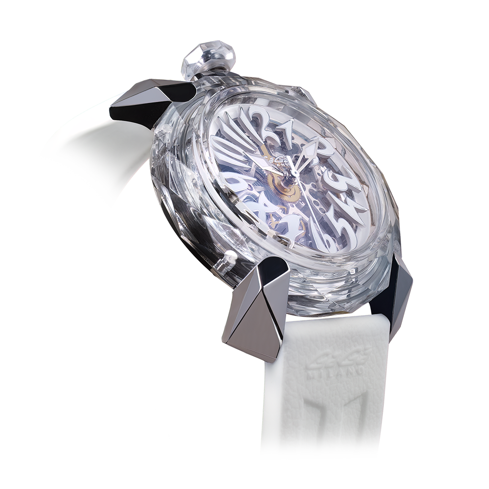 GaGà Milano Automatic Watch White Dial Crystal 46mm Skeleton watch for Unisex Analog Watch - For Men & Women 8060CY01SGSYWH0