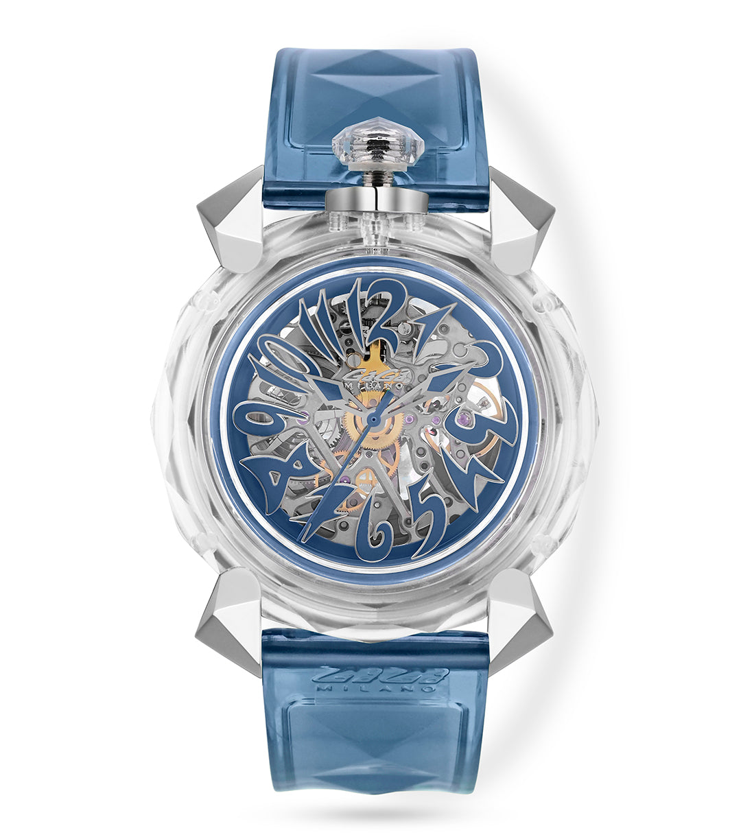 GaGà Milano Automatic Watch Blue Dial Crystal 46mm Skeleton -8060CY03SGSRBL0 watch for Unisex