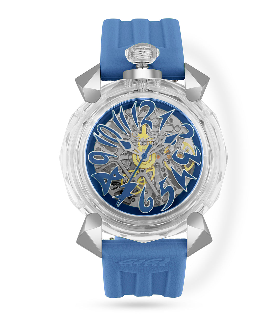GaGà Milano Automatic Watch Blue Dial Crystal 46mm Skeleton -8060CY03SGSYBL0 watch for Unisex