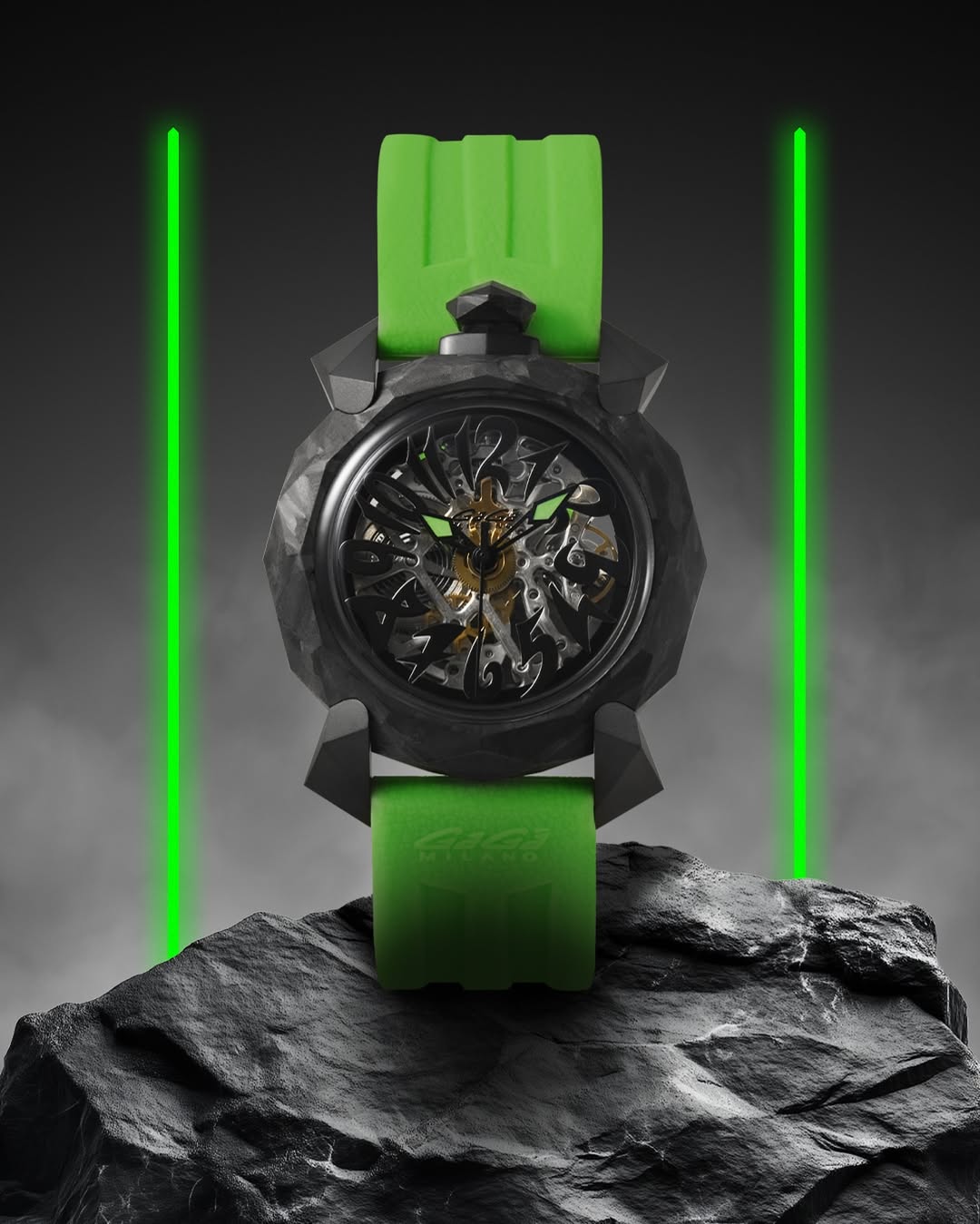 GaGà Milano Automatic Watch Black Dial Forged Carbon Case 46mm - 8560CY01C0SYAG0 watch for Unisex