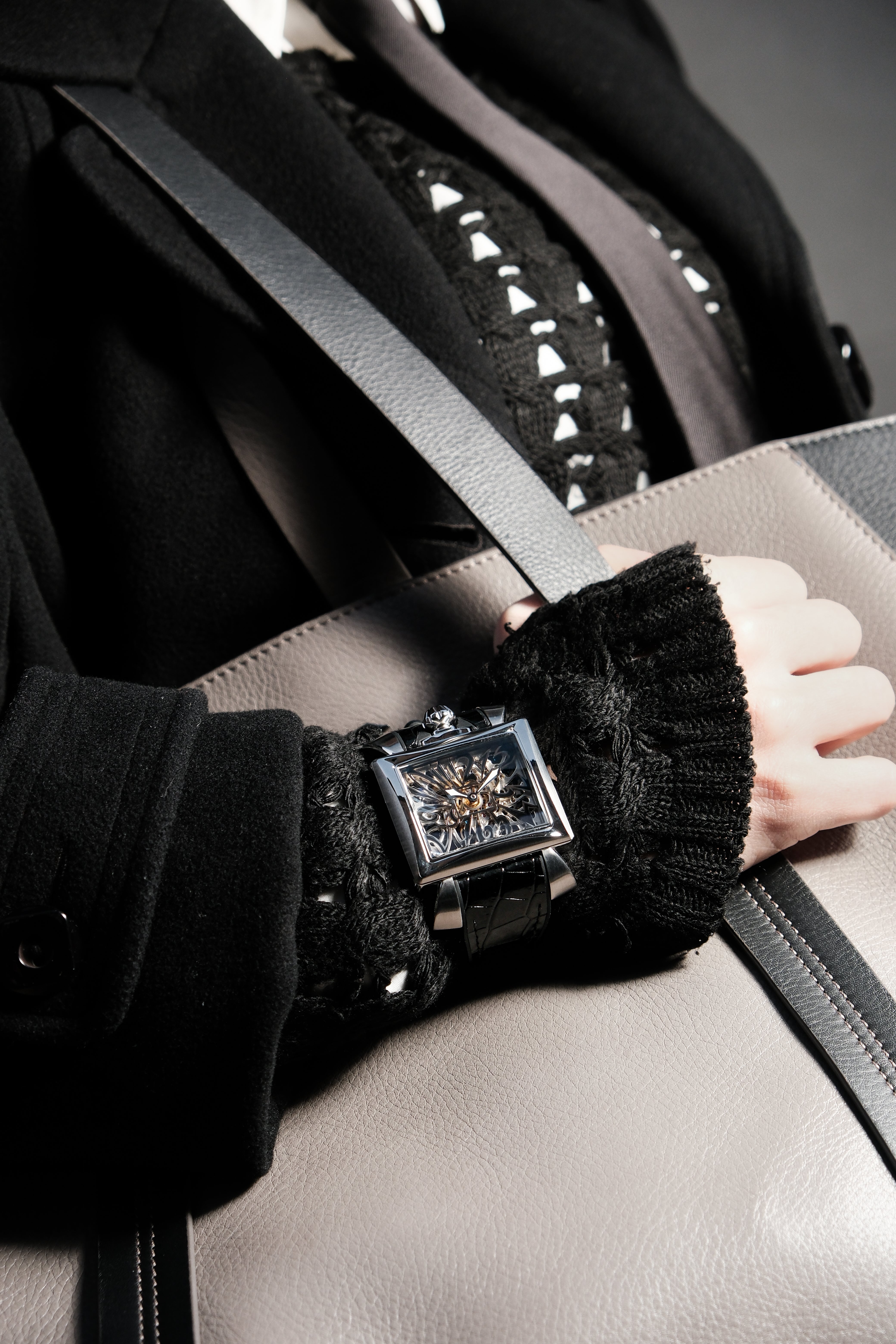 GaGà Milano 44mm Napoleone Skeleton Rectangular Dial Manual Winding Mechanical Distinctive Design watch for men - 9000NS02S0YLBK0