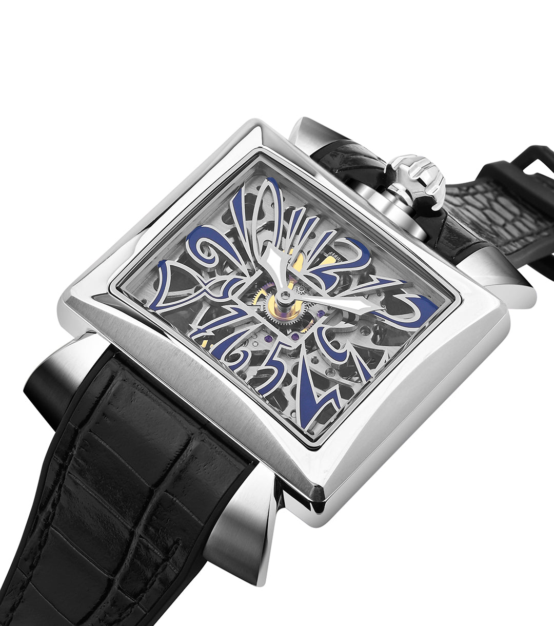 GaGà Milano 44mm Napoleone Skeleton Rectangular Dial Manual Winding Mechanical Distinctive Design watch for men - 9000NS02S0YLBK0