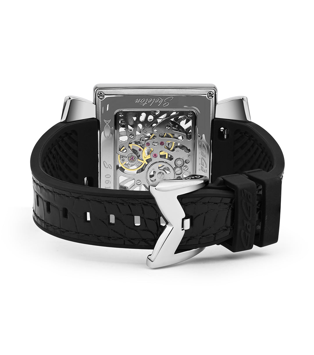 GaGà Milano 44mm Napoleone Skeleton Rectangular Dial Manual Winding Mechanical Distinctive Design watch for men - 9000NS02S0YLBK0