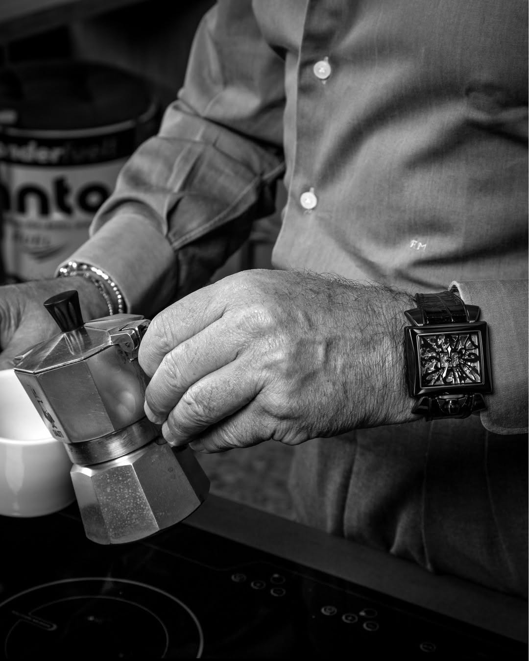 GaGà Milano Skeleton Rectangular Dial Distinctive Design Watch for men - 9002NS01K0YLBK0