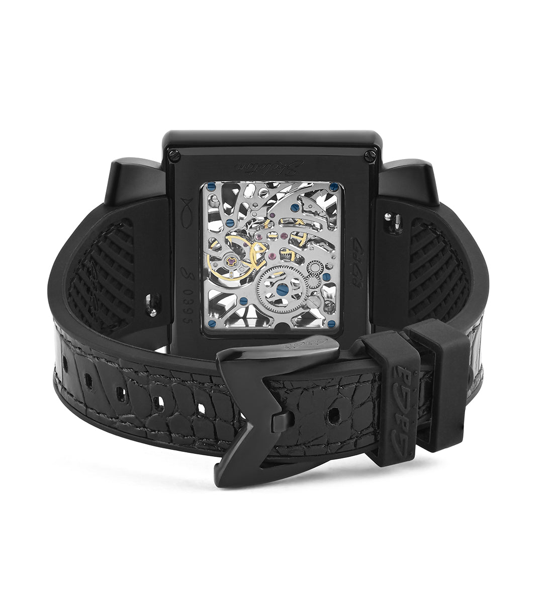 GaGà Milano Skeleton Rectangular Dial Distinctive Design Watch for men - 9002NS01K0YLBK0