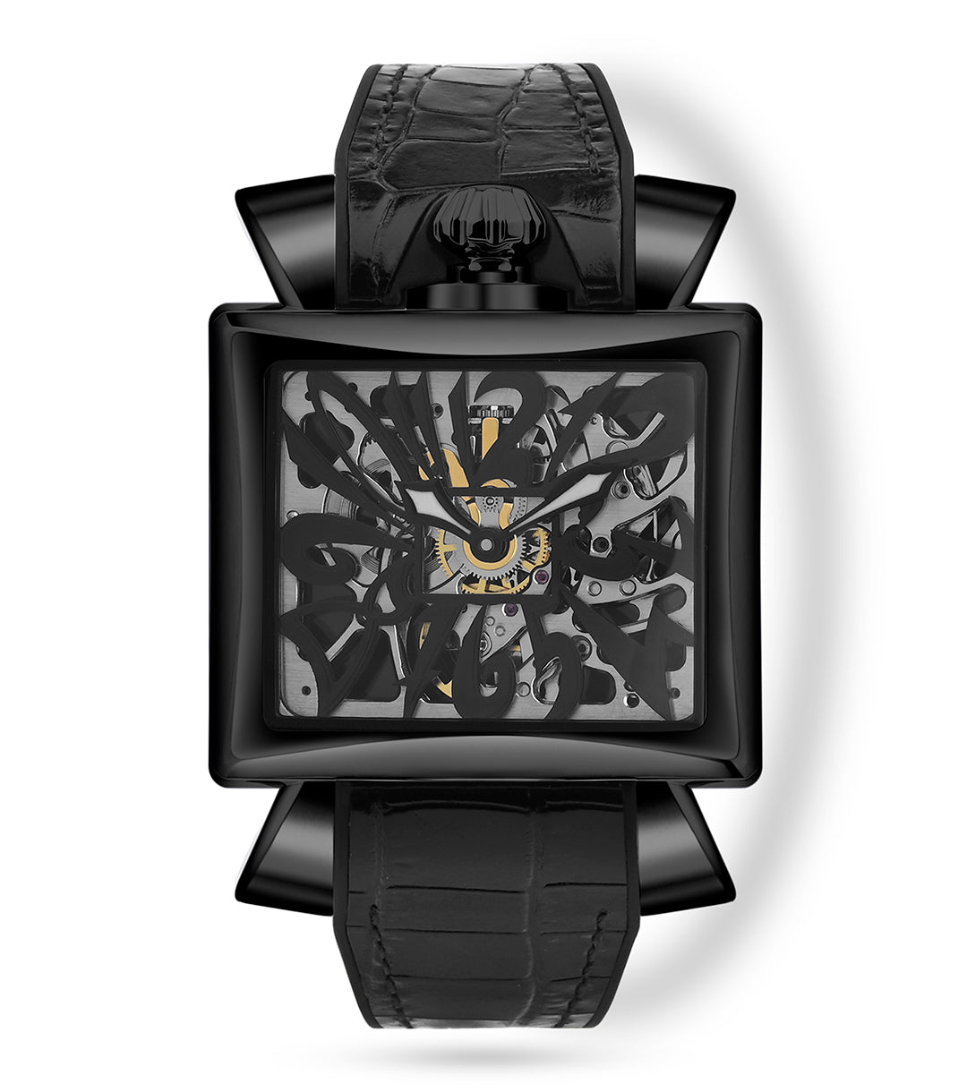 GaGà Milano Skeleton Rectangular Dial Distinctive Design Watch for men - 9002NS01K0YLBK0