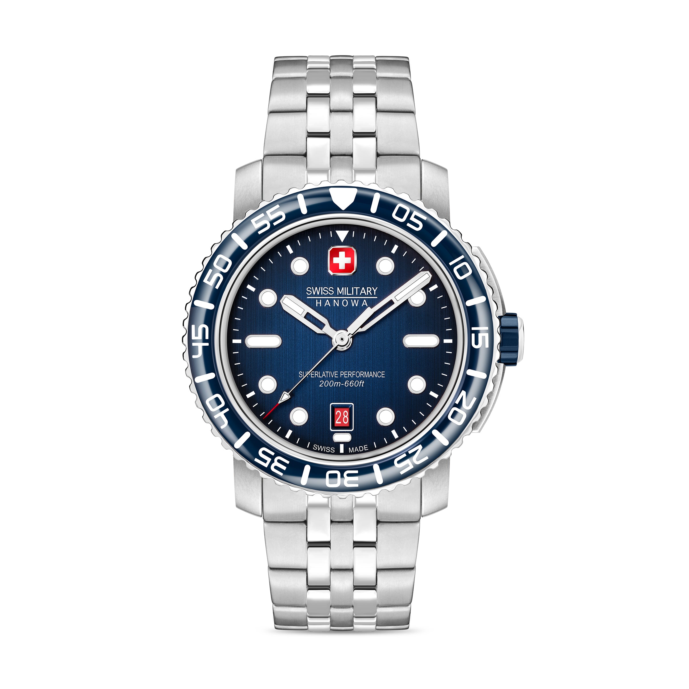 SWISS MILITARY HANOWA BLACK MARLIN BLUE ROUND DIAL ANALOG WATCH FOR Men's SMWGH0001703