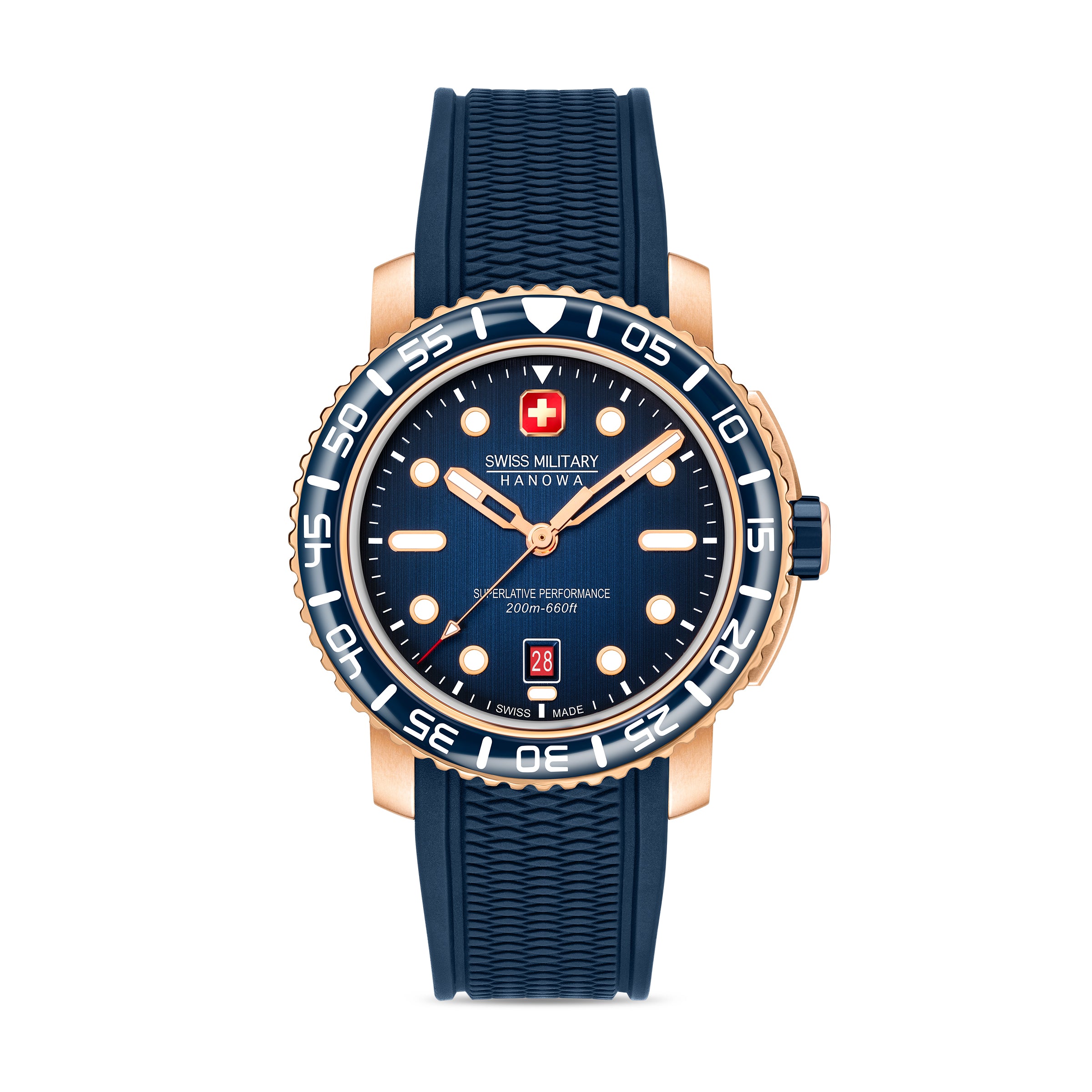 SWISS MILITARY HANOWA BLACK MARLIN BLUE ROUND DIAL ANALOG WATCH FOR Men's SMWGN0001720