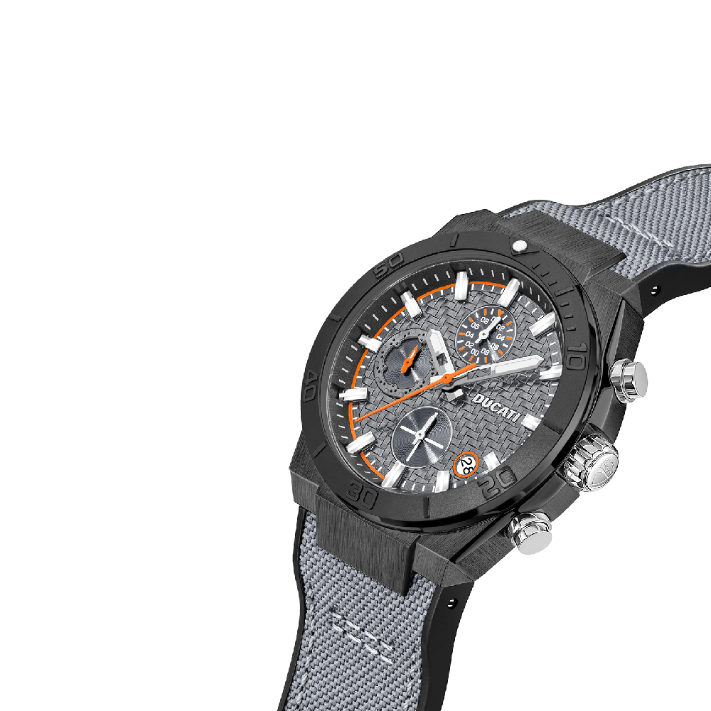 Ducati Chronograph Quartz Watch With Grey Leather Strap