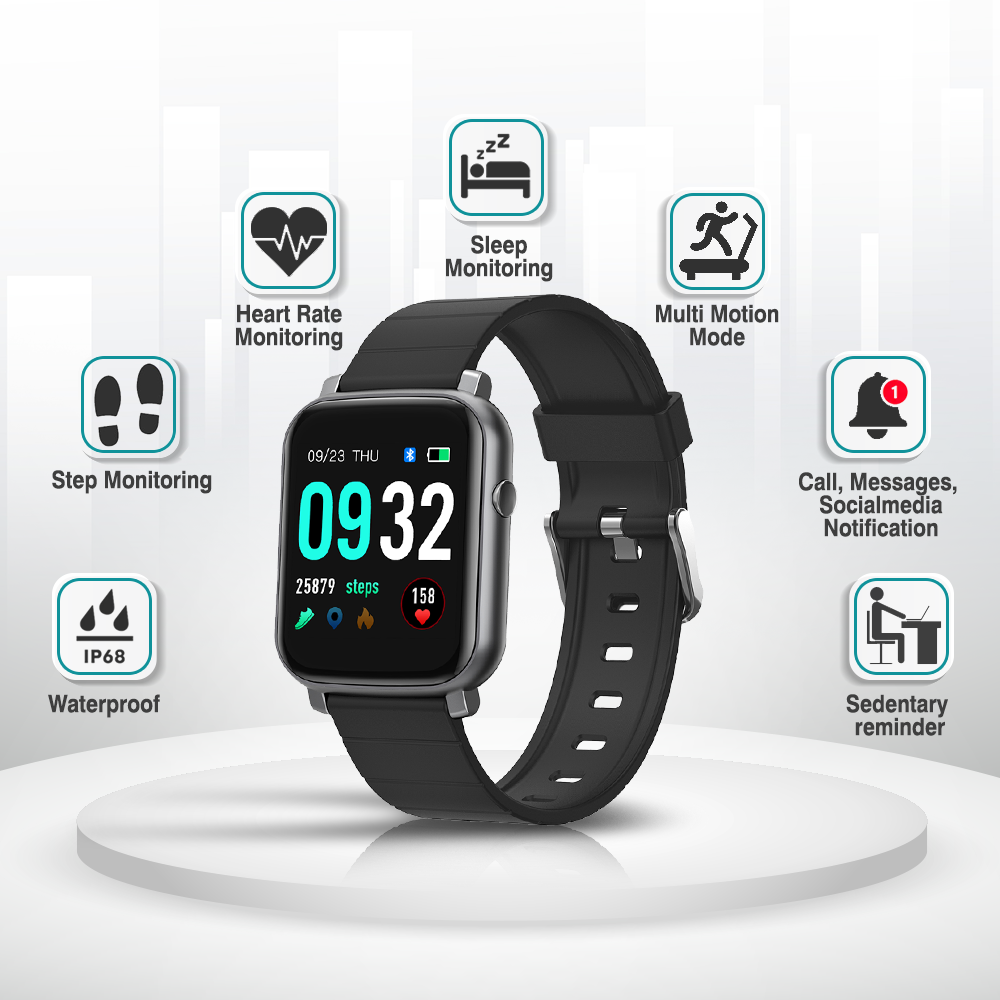French Connection Black Silicone Unisex Smart watch F1-B