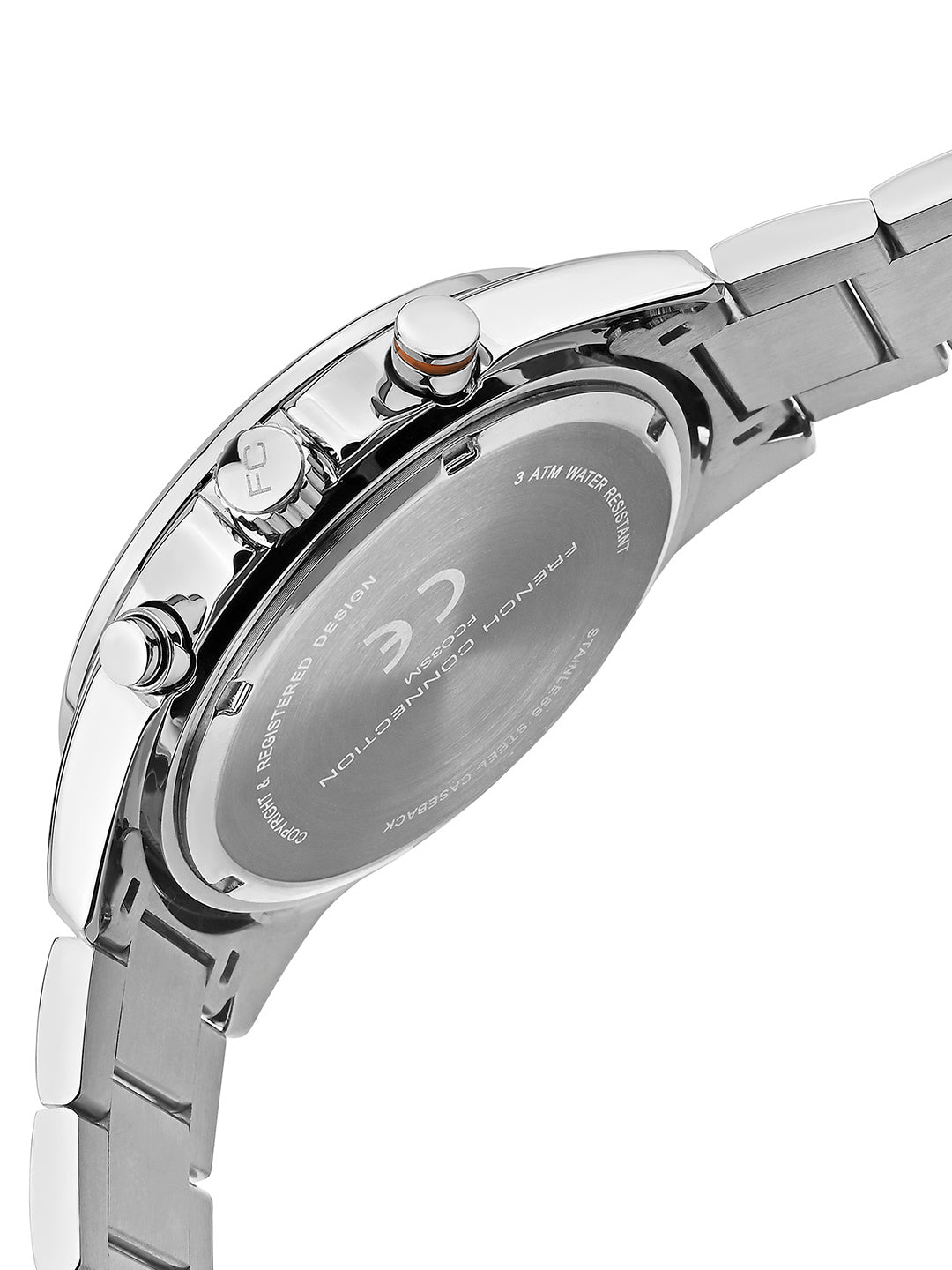 French Connection Silver Round Dial With Stainless Steel Strap Chronograph Watch - For Mens FCO3SM