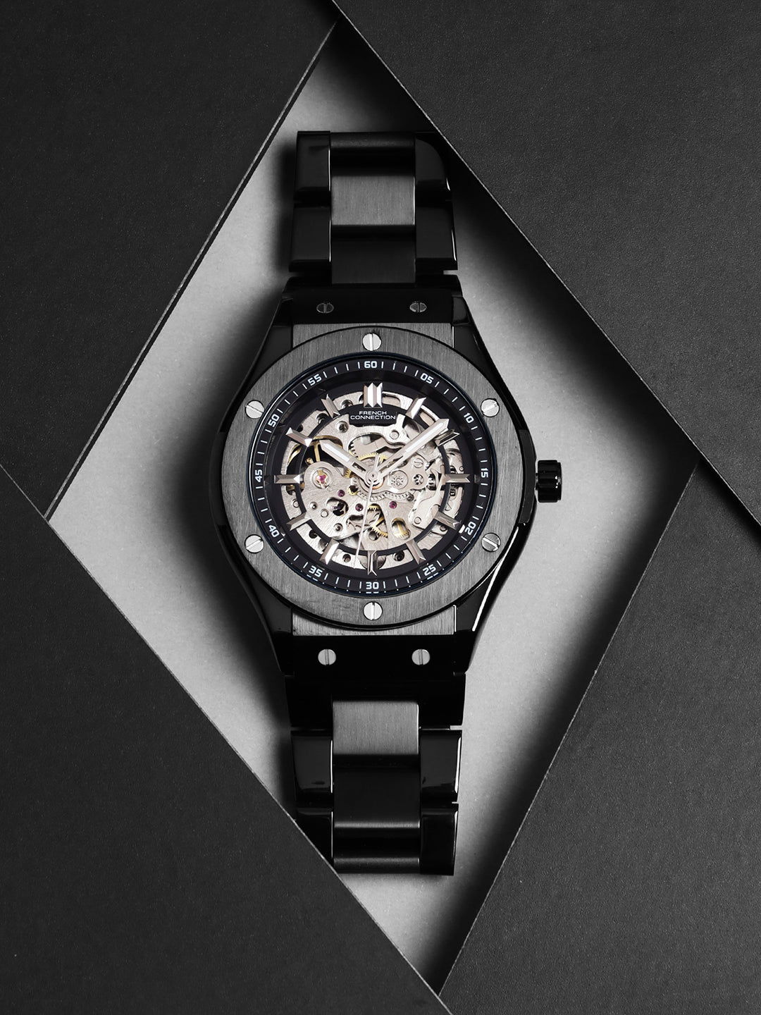 French connection Men Embellished Dial & Stainless Steel Straps Automatic Watch FCA04-5