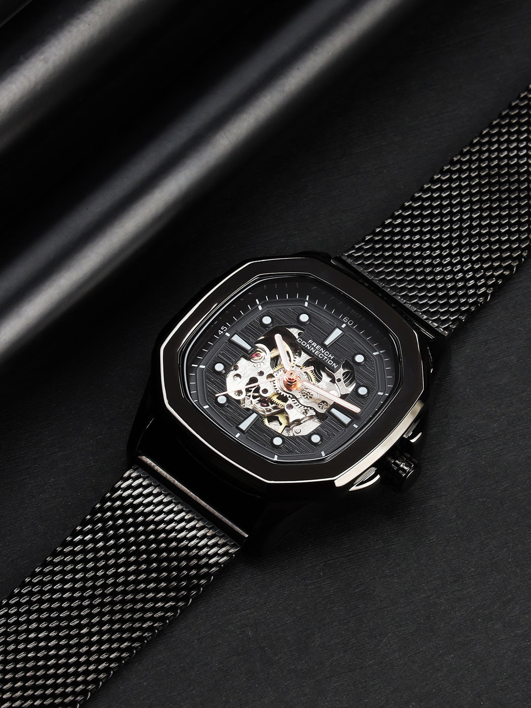 French Connection Black Dial Automatic Watch for Men's - FCA13BM