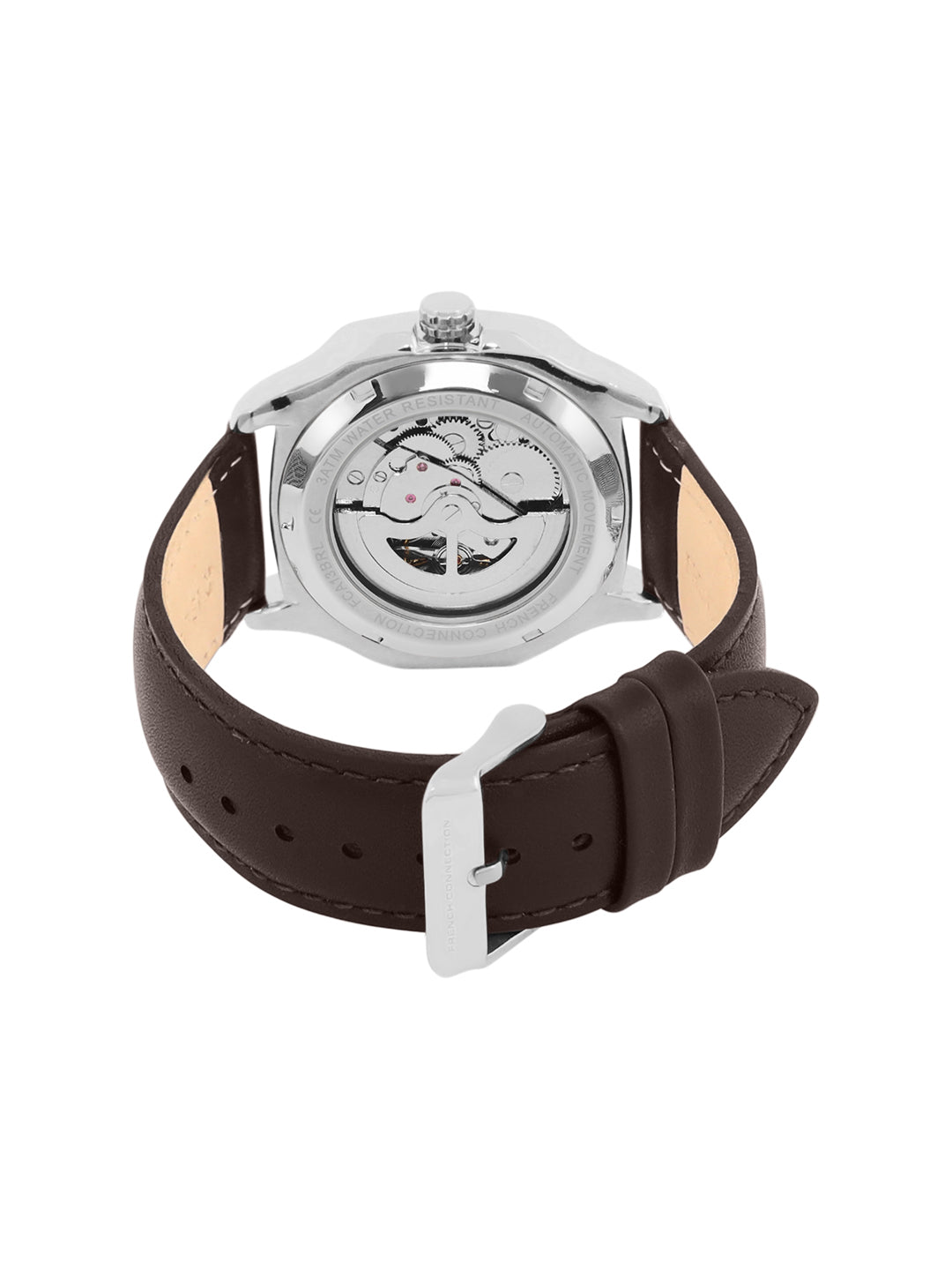 French Connection Brown Automatic Watch for Men | White Dial & Leather Strap | Classic & Premium Design Automatic Watch - FCA13BRL